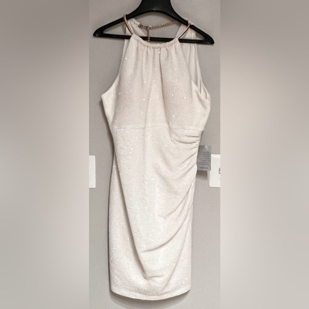 Eliza J Glittering Cream Dress